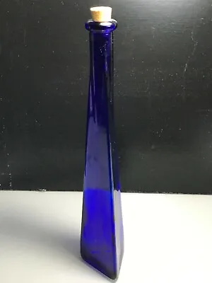 £12.99 • Buy Vintage Triangular Cobolt Blue Apothecary Chemist Style Display Glass Bottle