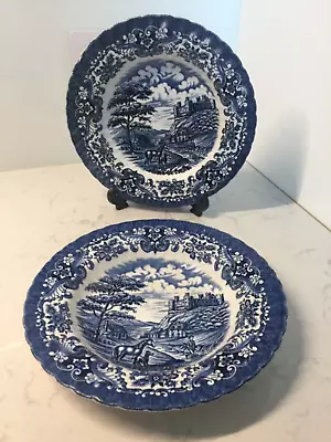 Vintage  OLD COUNTRY CASTLES Blue And White Dinner/ Soup Plate X2  9  • £7