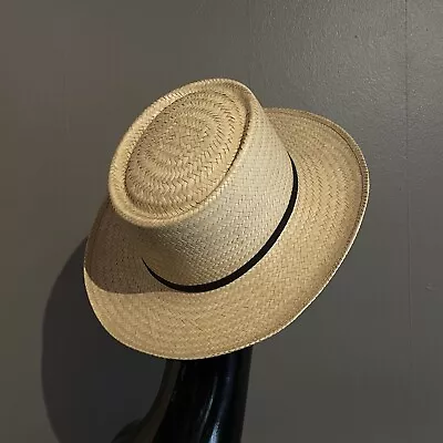 Arlop Hats Vintage Woven Straw Wide Brim Hat Made In Mexico 7 1/8 Handmade • $16.25