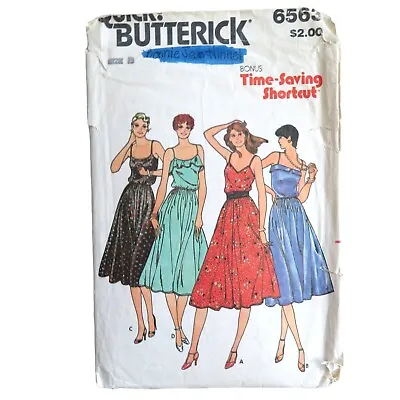 Vintage 70s Butterick 6563 Small Mod 90s Y2K Full Skirt Slip Dress 4 Styles CUT • $22.46