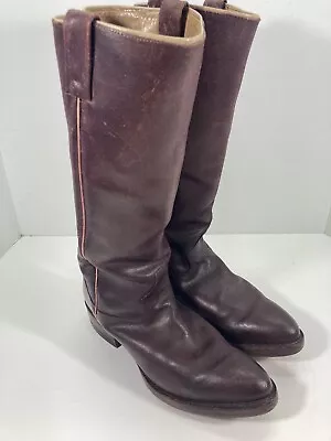 Tony Lama Tall Riding Boots Men Sz 9 D Maroon Red 16 Inch Western Rodeo Vintage • $109.95