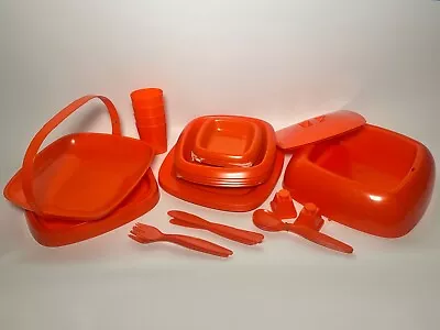 Vintage Picnic Master Orange Retro Picnic Set W/Box - All Pieces Included • $32.99