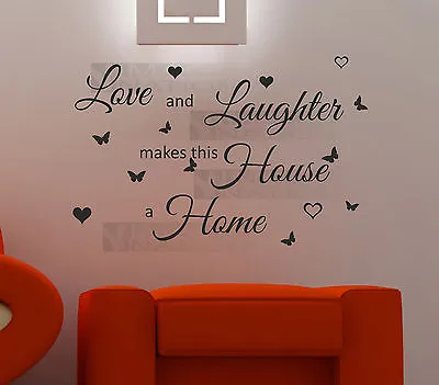 £4.99 • Buy Love And Laughter Wall Stickers Living Room Decal Home Art Decor  