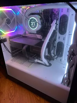 White Gaming Computer Mid Size Case All Parts NO STORAGE + 240HZ Monitor • $1000