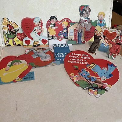 Vintage Lot Of 9 Large School Valentine Cards - 1930s To 1940s - • $14.99