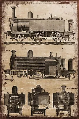 Narrow Gauge Steam Locomotive Train Aged Look Illustration On A New Metal Sign • £3.50