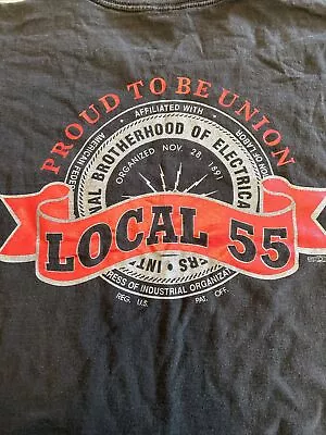 Vintage Union IBEW Local 55 Shirt Mens XLBlack  Electrician USA Single Stitch • $17.99