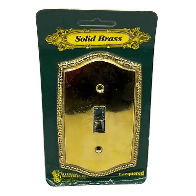 Vintage Solid Brass Single Toggle Switch Plate Cover Decorative Rope Edge NEW • $7.95