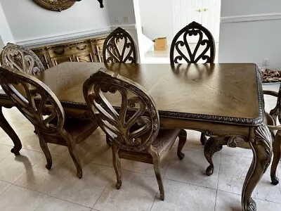 AICO Michael Amini LA FRANCAISE Dining Table 6 Chairs Buffet Hutch High Quality • $2900