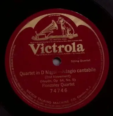 Flonzaley Quartet Quartet In D Major Victrola Single Side 78 Rpm Record 107-8 • $24.93