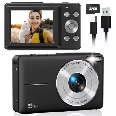 Seckton Digital Camera 44MP Vlogging 16X Digital Zoom Portable Camera - Black • $56.47