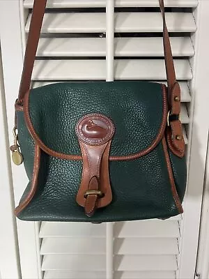 Dooney & Bourke All Weather Pebbled Green Leather Crossbody Bag Purse USA VTG • $27