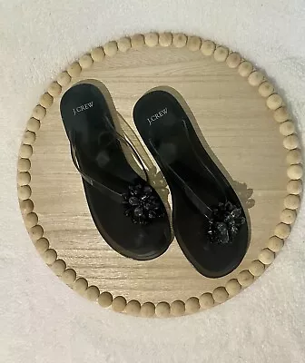 J CREW - Size 10 U.S. - Jelly Black Flip Flops / Thong Sandals **PRICE IS FIRM** • $17