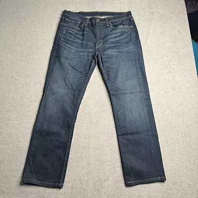 Levis 514 Jeans Mens 34x30 Blue Solid Cotton Denim Light Wash Straight Leg Adult • $23.88