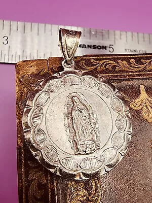 Fine Sterling Silver Catholic Madonna Mary Pendant 925 • $25