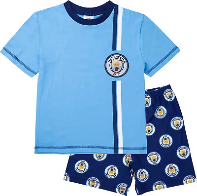 Manchester City F.C Boys Short Pyjamas MCFC Summer Official Football Pjs  • £11.95