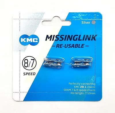 2PCS KMC Missing Link II 7.1mm 6 7 8 Speeds Silver Re-usable • $8.95