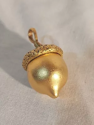 Vintage ACORN Necklace PENDANT  Brushed Gold Tone • $14.95