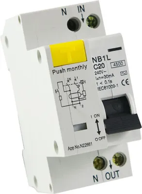 $6.60 • Buy RCD MCB Safety Switch 2 Pole 4.5kA 10 To 32 Amp RCBO For Electrical Switchboard