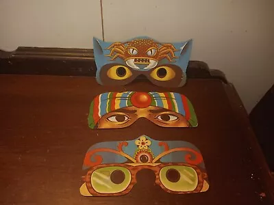 3 Vintage 1960s Era Paper Masks Halloween • $9.99