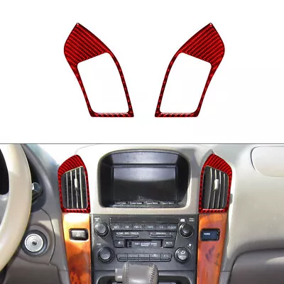 2X Red Carbon Fiber Center Air Vent Outlet Cover Trim For Lexus RX300 1998-2003 • $15.38