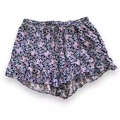 MOSSIMO SUPPLY CO Women's Purple Floral Print Ruffle Hem High Rise Shorts SZ M • $5