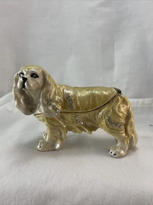 $5.99 • Buy Adorable Spaniel Bejewelled Bedazzled Trinket Box