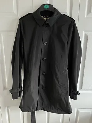 Burberry Brit Mens Trench Coat Black Nylon Belted Jacket 🔥🧛🏼 Send Offers!! • $540