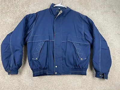 Vintage Ozark Trail Full Zip Snap Bomber Jacket Men's Large Lined Insulated Blue • $22.95