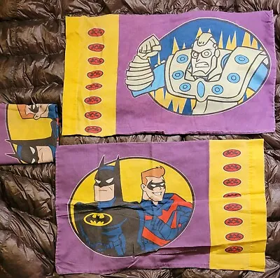 VINTAGE BATMAN AND ROBIN PILLOWCASE PURPLE YELLOW DC COMICS Qty:3 -like Superman • $34.99