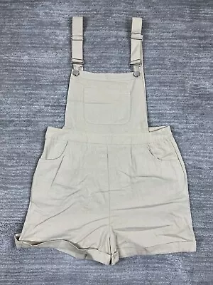 Shein Overalls Womens Large Beige Shortalls 100% Cotton Casual • $9.99