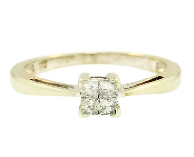 9ct White Gold Princess Cut Tension Set Diamond(0.10ct) Ring (Size N 1/2) 4x4mm • $185.26