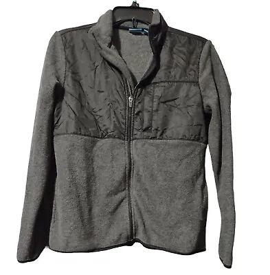 MTA Sport Jacket Men Small Coat Full Zip Fleece Gray Black Pockets One Zip • $19.53