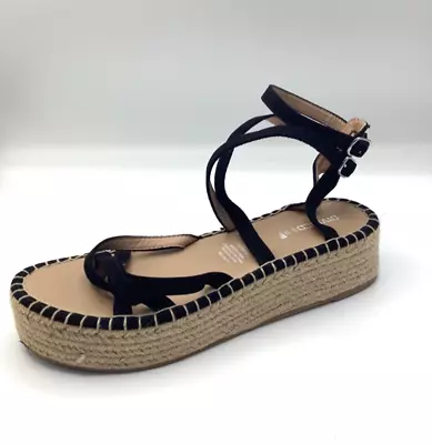 Divided H&M Black Faux Suede Wedge Heel Espadrille Sandals Size UK  7 Used Once • £24.99