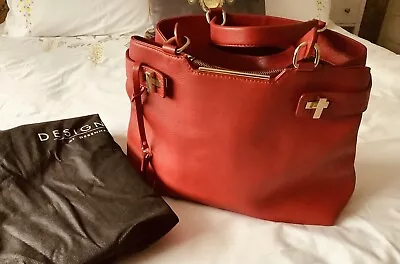 Jasper Conran Large Red Leather Handbag With Shoulder Strap • £19.99