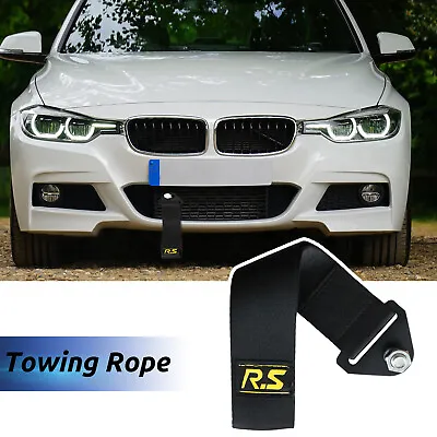 Black Car Tow Towing Strap Rope Belt Racing Rally Drift Hook Bumper Trailer • $15.90