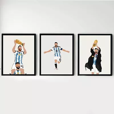 Set Of 3 MESSI - Argentina - FIFA WORLD CUP - GOAT- Digital Art Poster Print • $12.95