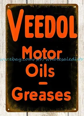 Veedol Motor Oils Greases Metal Tin Sign Metal Tile Wall Art • $18.96