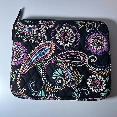 Black Paisley Vera Bradley Laptop Tablet Bag Padded Case Quilted Sleeve 10.5x8.5 • $6