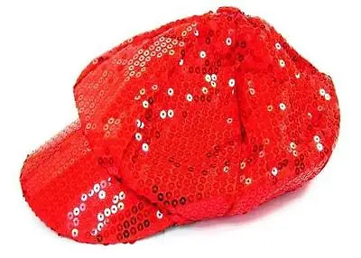 RED SEQUIN BASEBALL CAP Flashy Novelty Sparkle Hat Hats Game Sports New Fun • $10.05