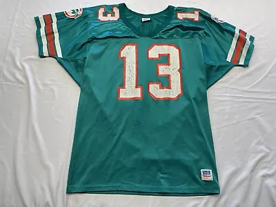 Vintage Dan Marino Miami Dolphins Jersey Size L Wilson Teal 90s Made In USA • $79.95