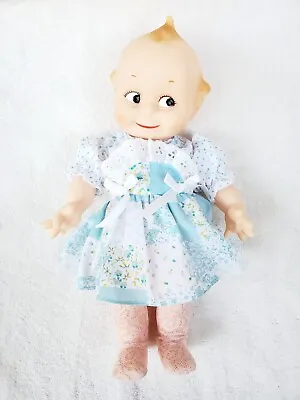 Vintage 1987 Cameo Kewpie Girl Doll By Jesco 11  Vinyl With Blue Floral Dress • $16.50