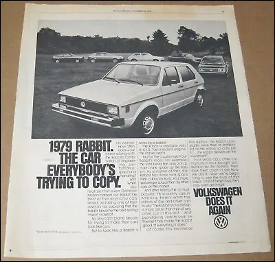 1979 Volkswagen Rabbit Newspaper Print Ad Car Advertisement Page VW Vintage • $12.39