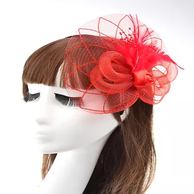 Beaded Feather Hair Fascinator Hair Clip Headband Mess Wedding Royal Races • £6.48