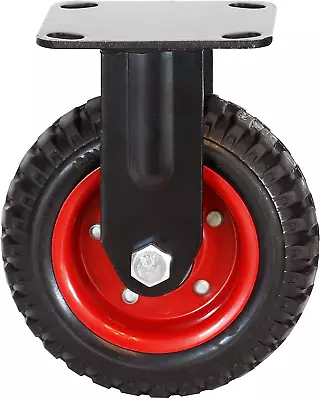 6 Inch Heavy Duty Fixed Caster Wheels Pneumatic Plate Casters With Rubber Knobb • $29.44