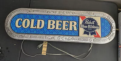 Vintage PABST BLUE RIBBON Cold Beer Embossed Light-Up Store Advertise Sign 40  • $399.99