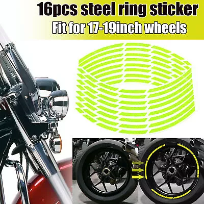 16Pcs Strips Motorcycle Wheel Sticker Car Reflective Rim Tape Bicycle Auto Decal • $8.89