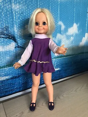 Vintage Ideal Velvet Doll In Her Purple School Dress And Purple T Strap Shoes • $35