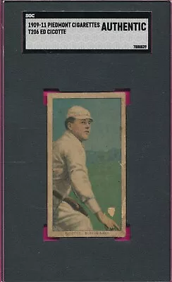 Knuckles T206 Ed Cicotte 1909-11 Piedmont Tobacco Graded Sgc Authentic Mlb Tphlc • $154.97