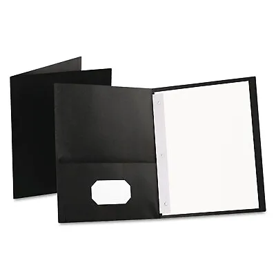 Oxford Twin-Pocket Folders With 3 Fasteners Letter 1/2  Capacity Black 25/Box • $19.98